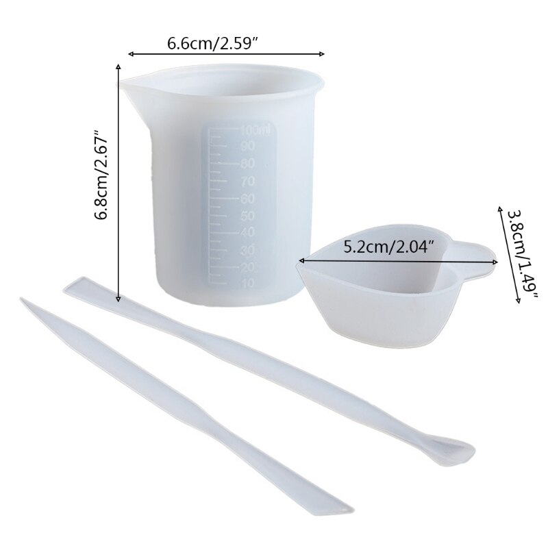 1 Set Herbruikbare Hars Art Mengen Maatbekers Siliconen Roer Stok Epoxy Mold Sieraden Maken Diy Tool