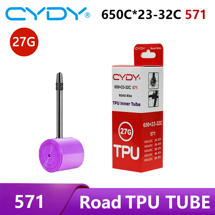 Cydy racercykel tpu-slang 650 x 23c 25c 26c 27c 28c 30c 32c cykeldäck 27g kameradäck 650c pneumatiska aro franska ventiler