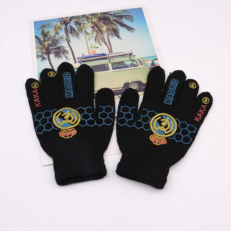 Winter Warm Gloves Children Knitted Stretch Mittens Boys Solid Girls Full Finger Christmas man Glove Knitted: Light Grey