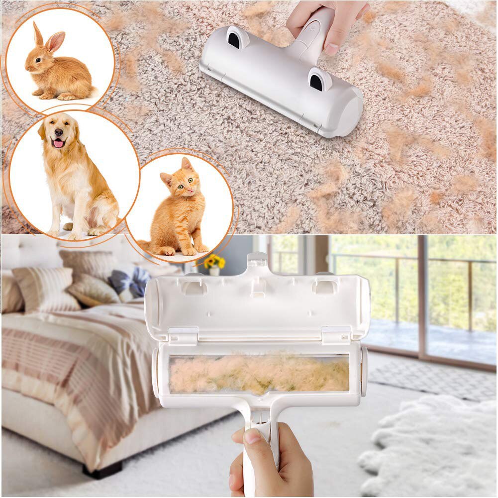 2-Way Pet Hair Roller Dog Cat Fur Hair Cleaning Animal Hair Cleaner Cat Accessories Lint Remover Brush for Furniture