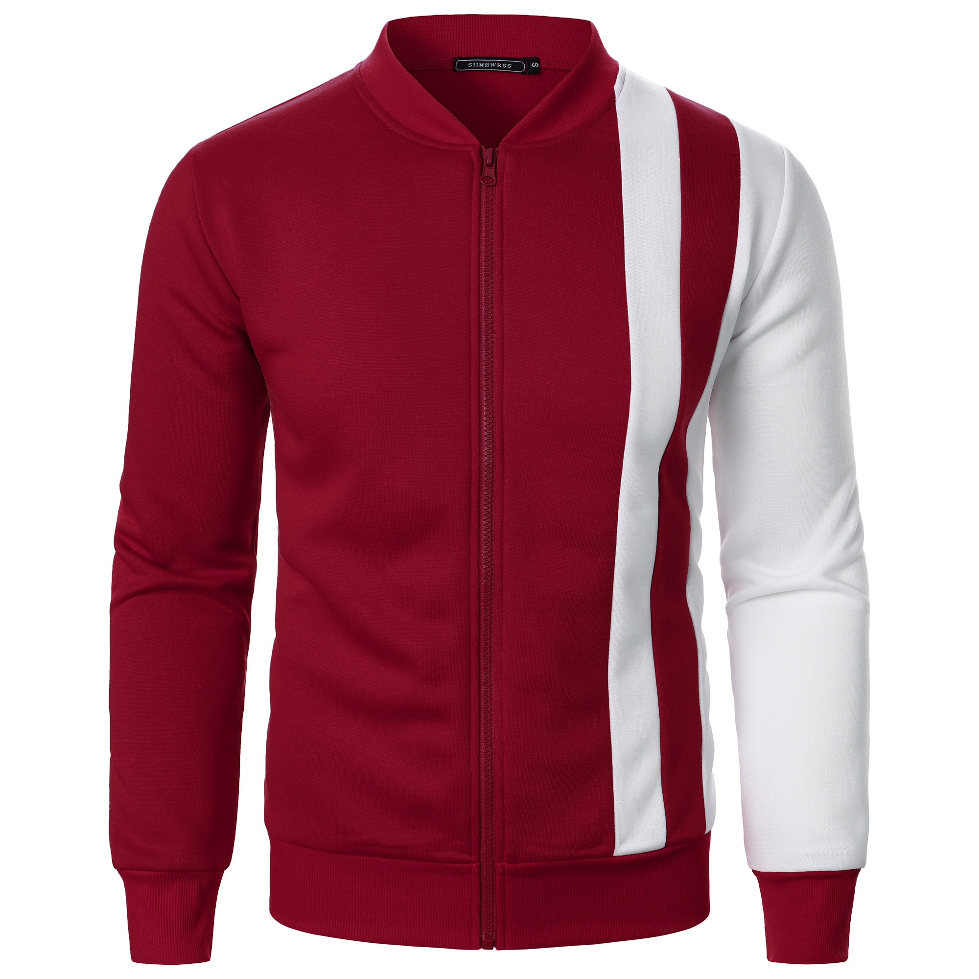 Chaqueta Casual manga larga cremallera gimnasio blazer Primavera otoño: S / Borgoña