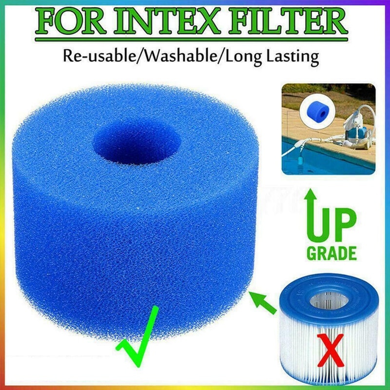 6 stk til intex ren spa genanvendelig vaskbar skum karbad filterpatron  s1 type