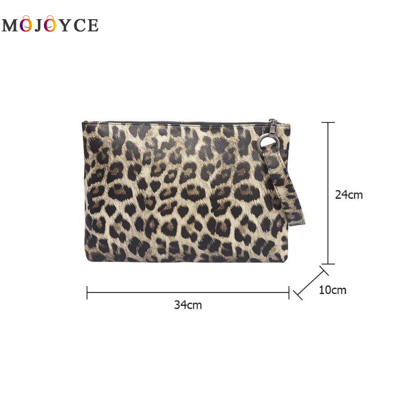 Women Leopard Print Day Clutch PU Leather Zipper women envelope bag clutch evening bag female Handbag carteras y bolsos de mujer