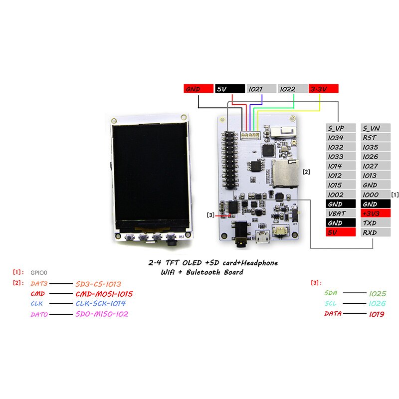 ESP32 Tm Muziek Albums 2.4 Inch Tft PCM5102A Sd Wifi Module Bluetooth Board KQS8