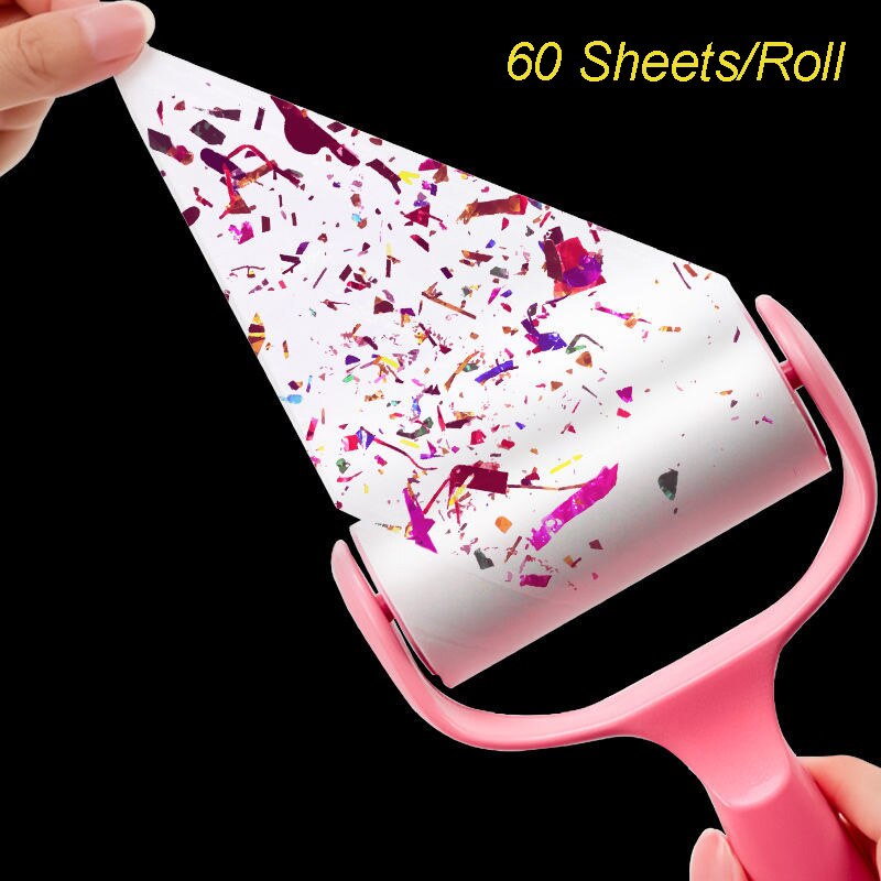 60 Sheets With Handle Brush Dust Remover Sticky Clothes bed Pet Dog Hair Fabric Fluff Roller Cleaning Accessories