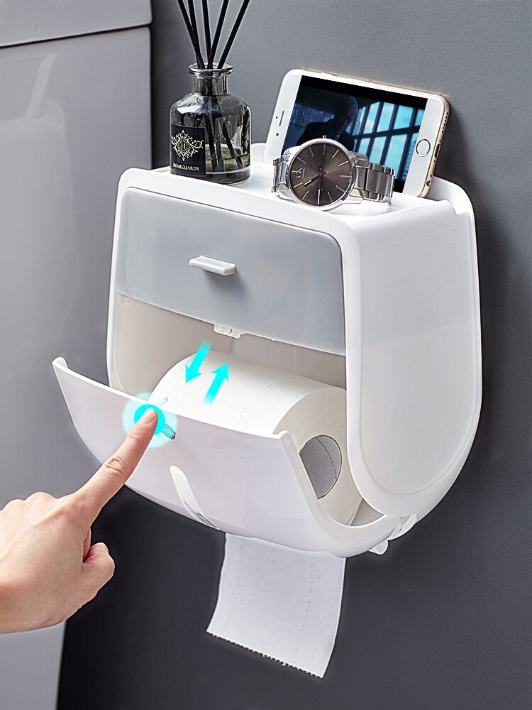 Toiletpapirkasse papirholder rullefri stansning vægmonteret husholdningspapir toiletpapirstativ badeværelse tilbehør