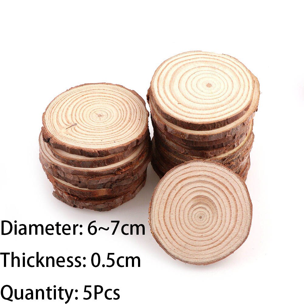 3-12cm Thick 1 Pack Natural Pine Round Unfinished Wood Slices Circles With Tree Bark Log Discs DIY Crafts Wedding Party Painting: 5pcs6-7cm