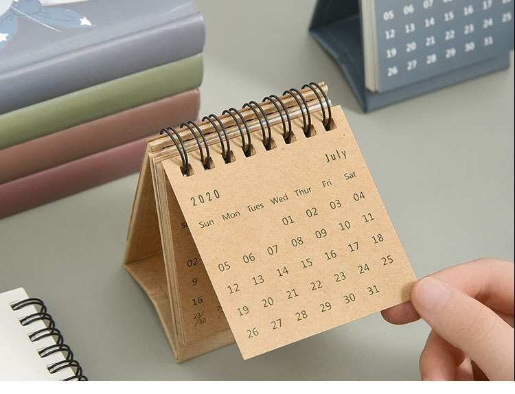 Skrivebordskalender dagbog novedade planlægger bordplade bord tidsplan notesbog mini bærbar kalender skole kontorartikler: Mørk khaki