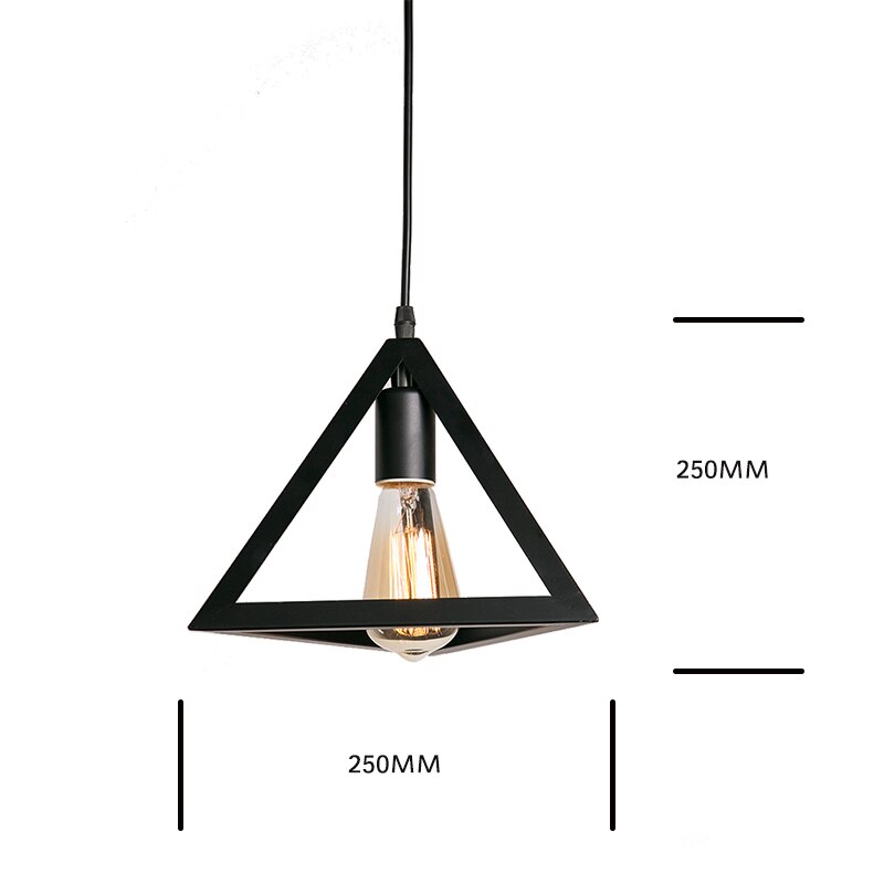 7 type moderne sorte bur pendel jern minimalistisk retro nordisk loft pyramide lampe metal hængende lampe  e27 indendørs: 8008