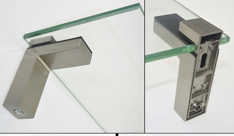 2pcs Rectangle Glass Clamp Adjustable Shelf Holder Bracket Glass Wood Shelves for 3-28mm thick glass