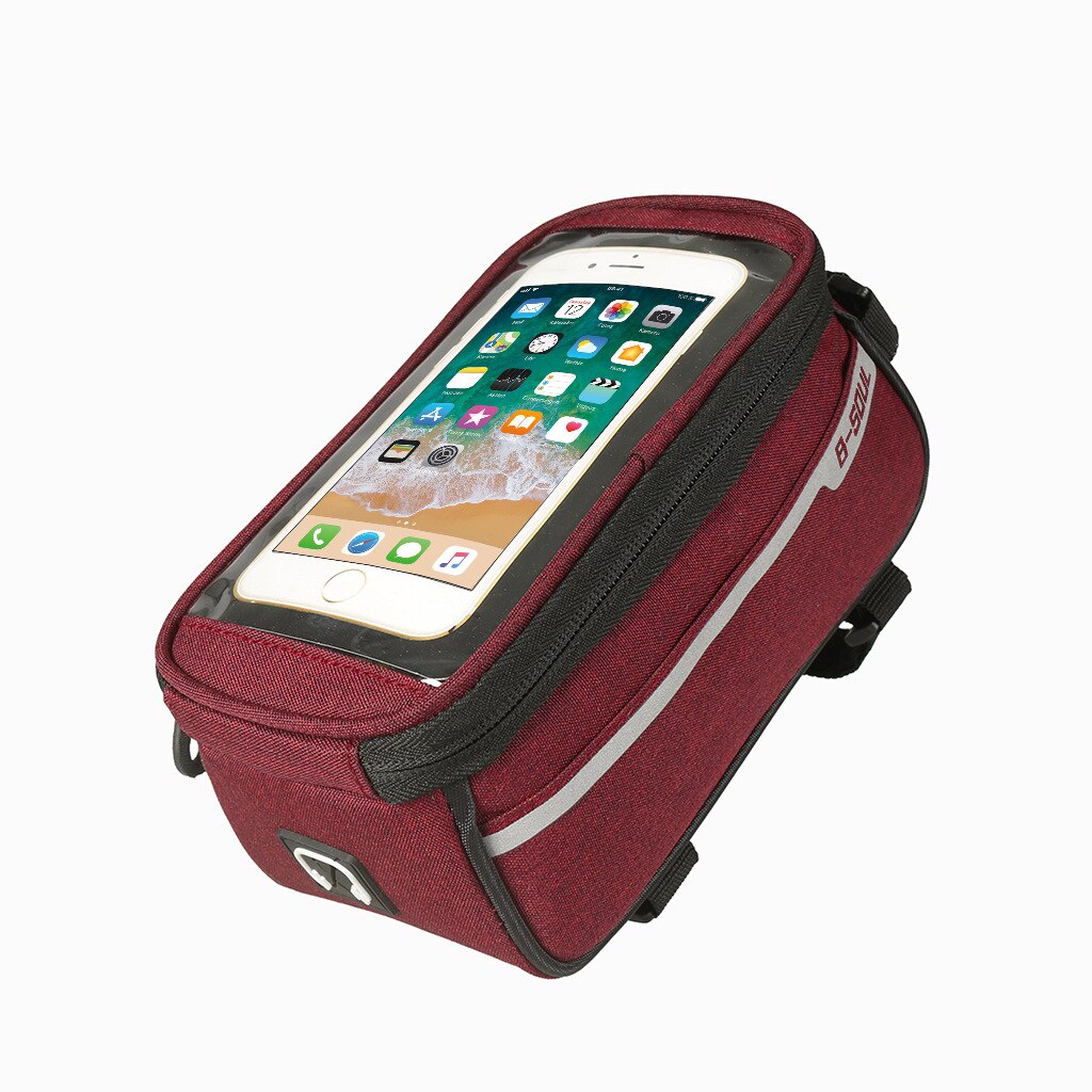 Fietstas Bike Telefoon Voorframe Tas Dual Side Rits Fietsen Mobiel Mount Pack Met Touch Screen Slijtvaste stof: Rood