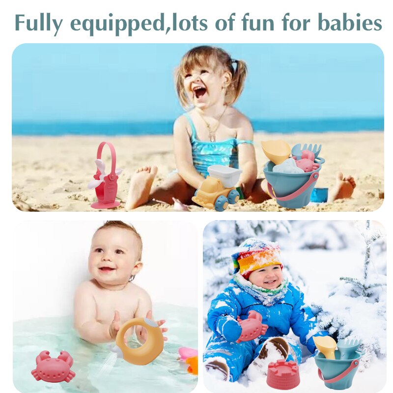 Baby strand spil legetøj børn sandkasse legetøj silikone blødt sandstrand sæt kit legetøj til strand lege sand vand spille vogn