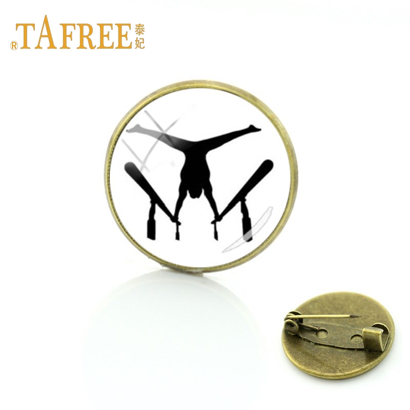 TAFREE Gymnastiek beweegt Glas cabochon dome art foto Broche sport liefhebbers gedenkteken broche kleding accessoires sieraden GY172: GY170