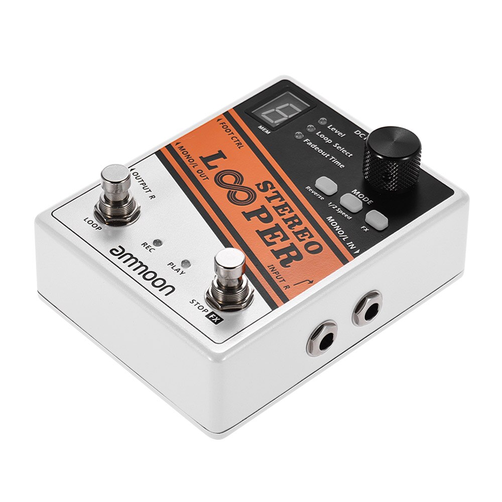 Ammoon stereo looper loop record guitar effekt pedal 10 uafhængige loops max 10 min optagetid guitar pedal guitar tilbehør