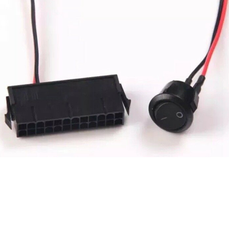 5Pcs 24-Pin Female ATX PSU Power Supply Starter Switch Jumper ON/OFF Switch 50cm