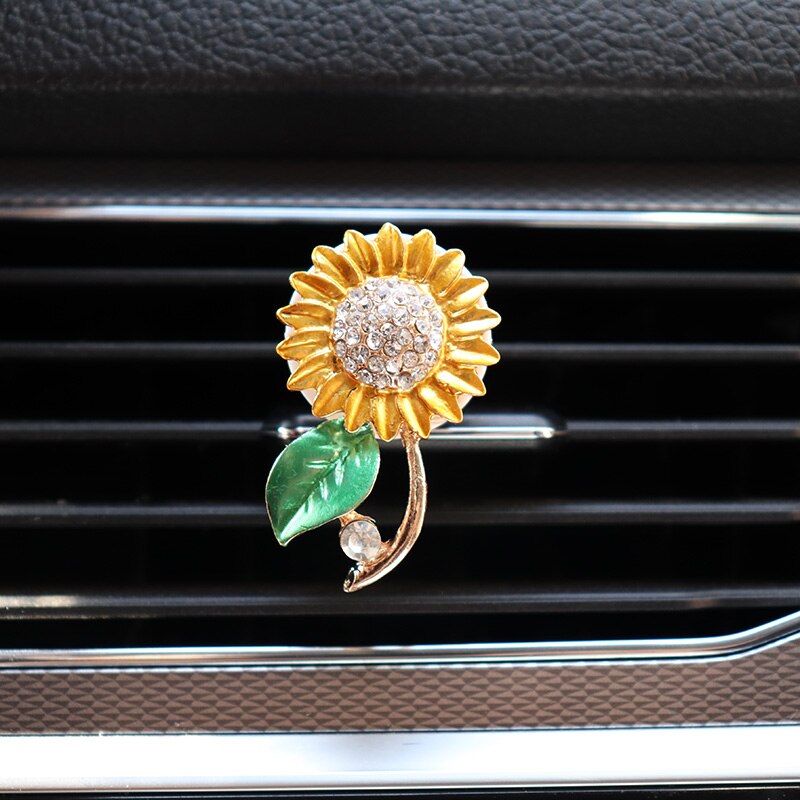 Bil dekoration diamant bi bil luftfriskere auto outlet parfume klip bil duft diffuser biltilbehør piger: Solsikke