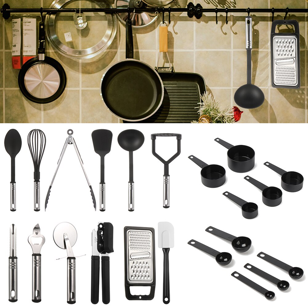22 Pcs Cooking Utensil Set Stainless Steel Kitchenware Set Gadget Tool Spatula Spoon Colander Nylon Handles Kitchen Cooking Tool