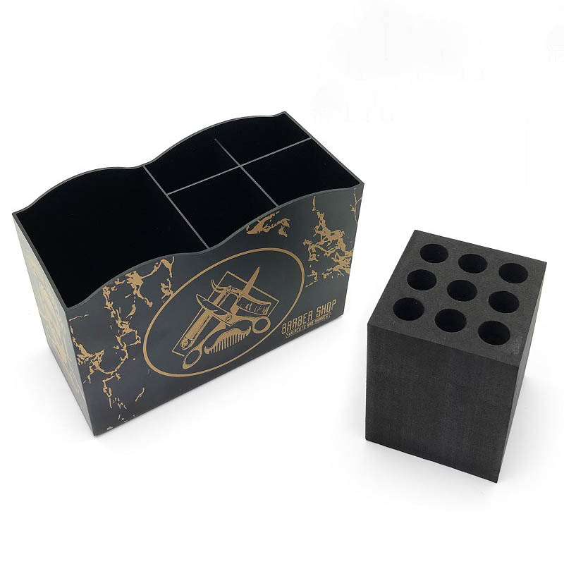 Suministros de peluquería para barbería, caja de almacenamiento para peines, soporte para tijeras, organizador, estante para peluquero, accesorios de salón