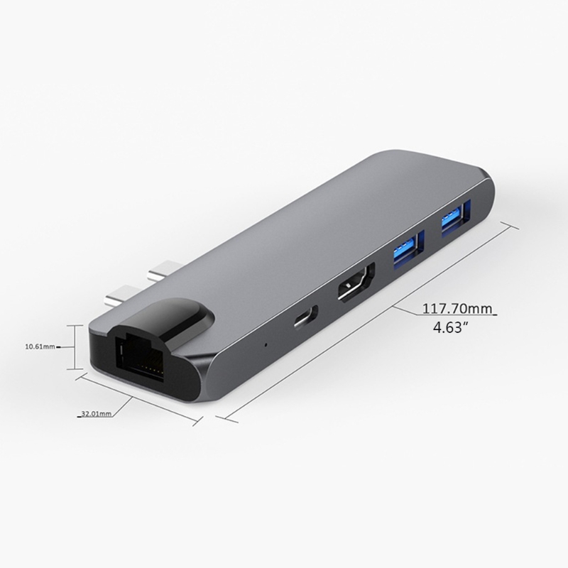 G32B USB 3,0 Hub Dual Typ C USB-C Dock 4K HDMI-Compat Gigabit Lan für macbookPro Luft