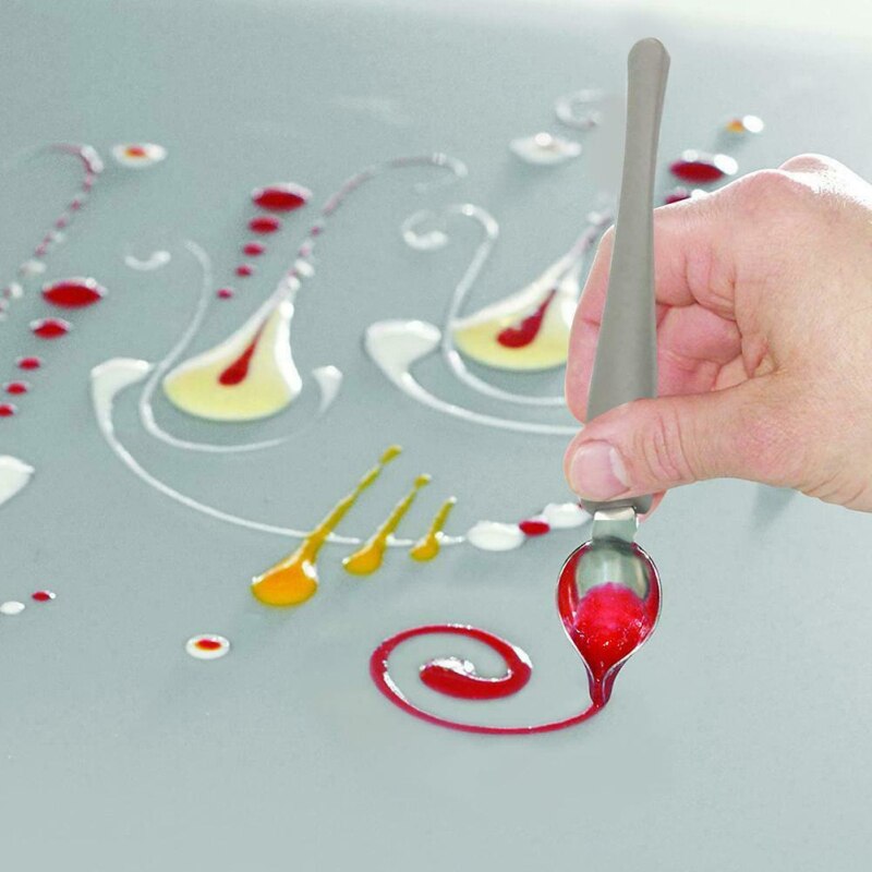 Sauce Plating Art Pencil Draw Stainless Steel Sauce Painting Spoon Portable Sauce Painting Pencil Spoon Dessert Decor