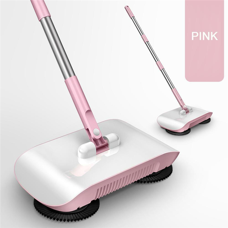 Poussée à la main 2 en 1 balayeuse Type de poussée ménage nettoyage de sol vadrouille balai balayeuses pelle à poussière outils de nettoyage ménager: Pink