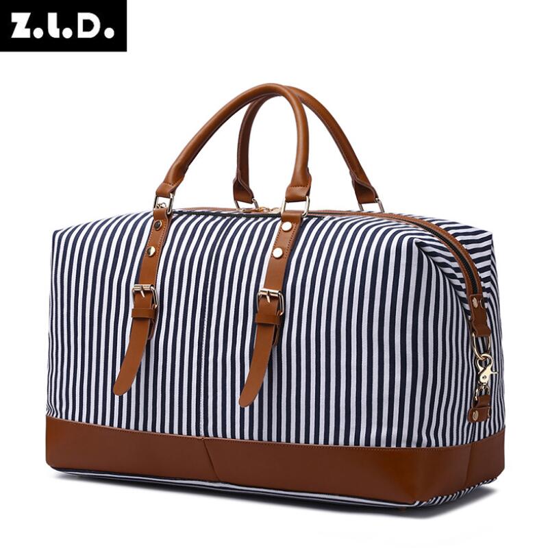 Zld factory direct original herren gestreifte canvas reisetasche gepäckstück große kapazität handtasche reisetasche: Default Title