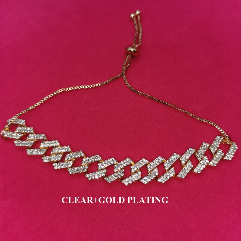 Nuovo Arrivo Lucido Strass Calzino Del Braccialetto per Le Donne Catena Cubana di Cristallo Cavigliera Braccialetto di Faggio Dei Monili Del Piede: oro as photo