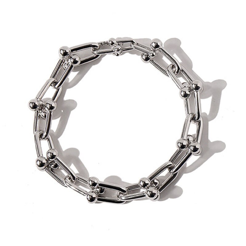 Populär japansk man kvinna manschett överarm armband fet affär rostfritt stål kedja armband high-end smycken: Silver män