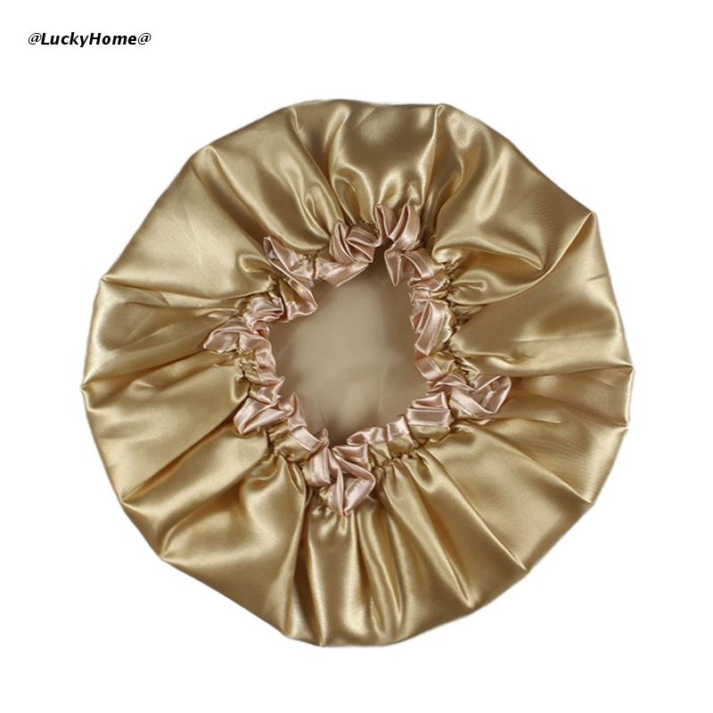 Bonnet de bain épais Double couche, imperméable, pour femmes, accessoires de salle de bain, pour voyage, Spa, hôtel, maison: Champagne gold