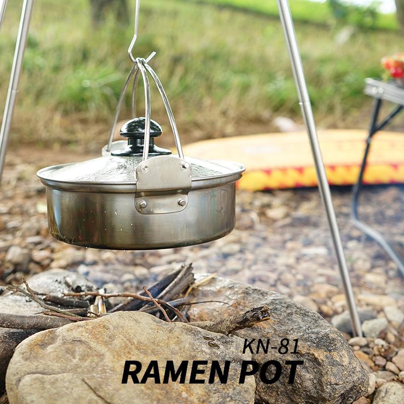 Draagbare Roestvrij Staal Outdoor Pot Met Deksel Camping Kookgerei Pannenset Camping Servies Koken Set Reizen Servies Set
