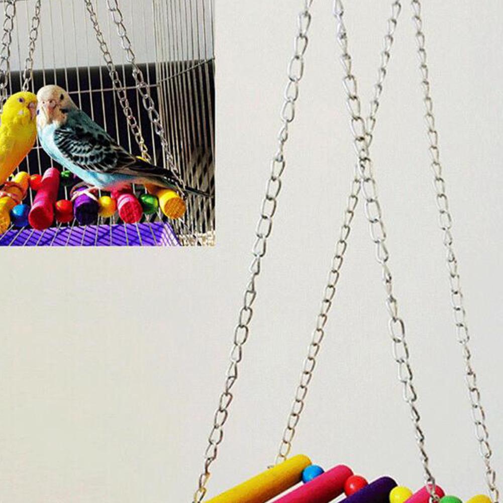 Wood Parrot Nibble Swing Stand Bar Climbing Ladder Handstand Bird Hammock Hanging Toy