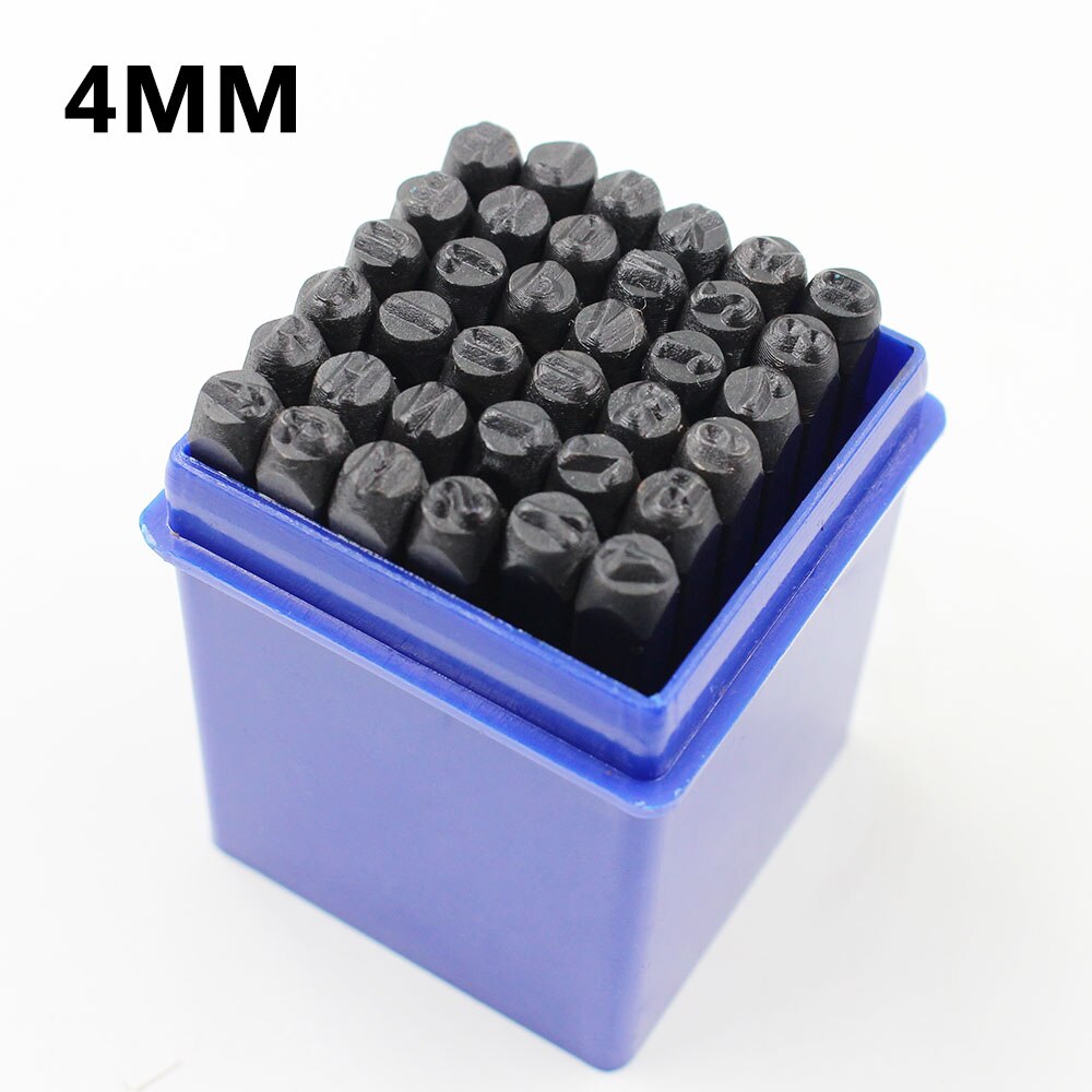 36Pcs Letter Punch Stamp Tool Alphanumeric Stamping Pressing Kit Leather Craft DIY Metal Steel Punch Stamp Seal Tool: size  4mm