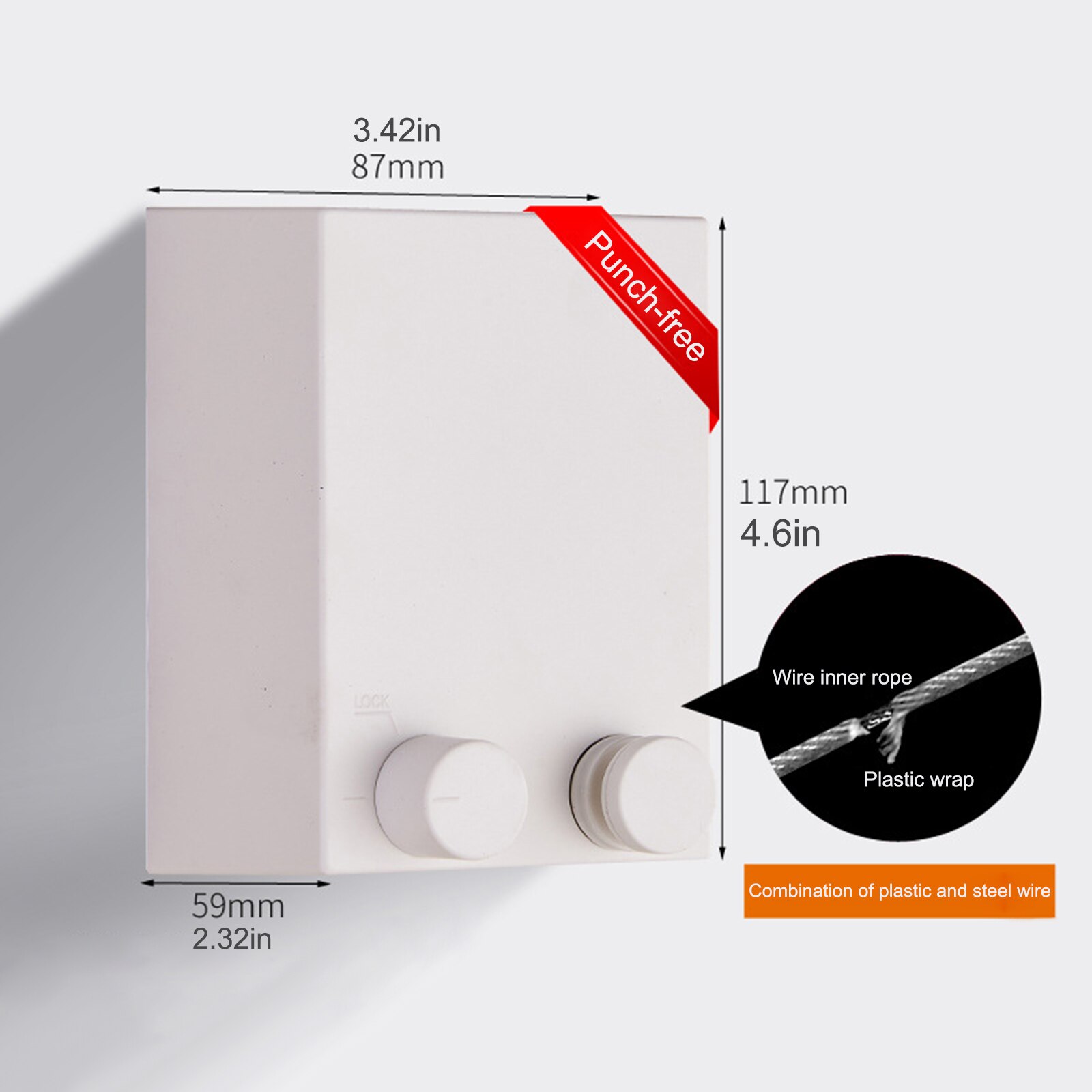 Household Goods Telescopic Clothesline Punch-free Retractable Clothesline 4.2M Retractable Load-Bearing 40 Kg Indoor Adjustable