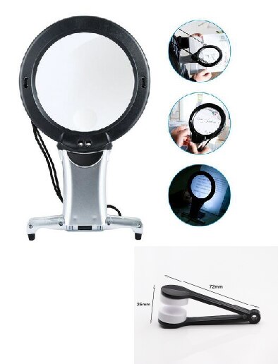 Mains libres LED loupe éclairé lecture loupe cou porter loupe pour les personnes âgées couture point de croix broderie: with brush