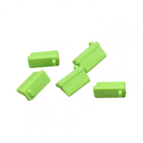 5Pcs Zachte Siliconen Stofdicht Standaard Data Plug Usb 2.0/3.0 Stof Plug Port Charger Cover Voor Pc Notebook laptop Desktop Telefoon: green