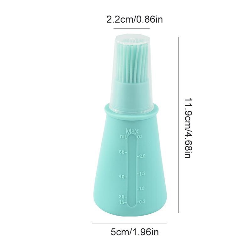 Silicone Oil Bottle Brush Multifunction Basting Brush Sauce Oil Bottle with Lid Silicone Oil Bottle Brush Kitchen Baking Coxeer