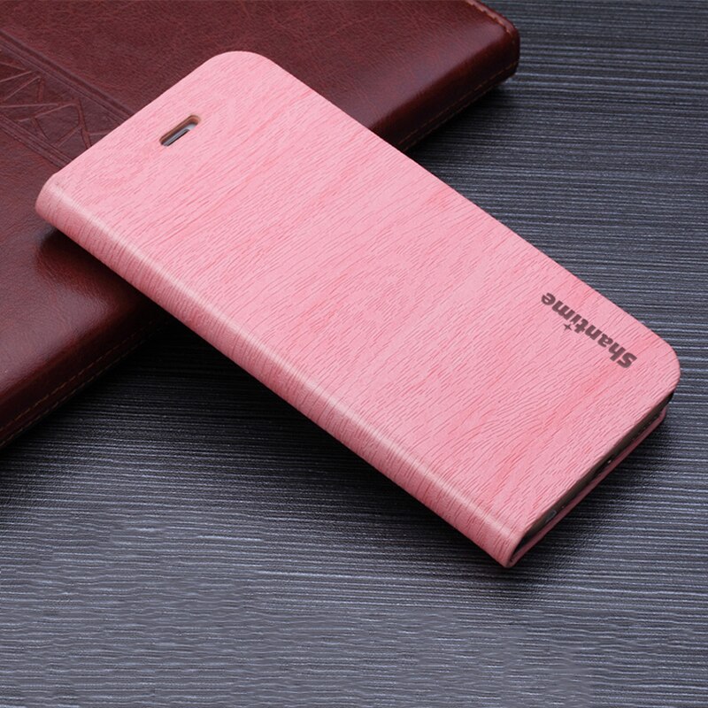 Wood grain PU Leather Case For Doogee N20 Pro Flip Case For Doogee N20 Pro Business Phone Bag Case Soft Silicone Back Cover: Pink