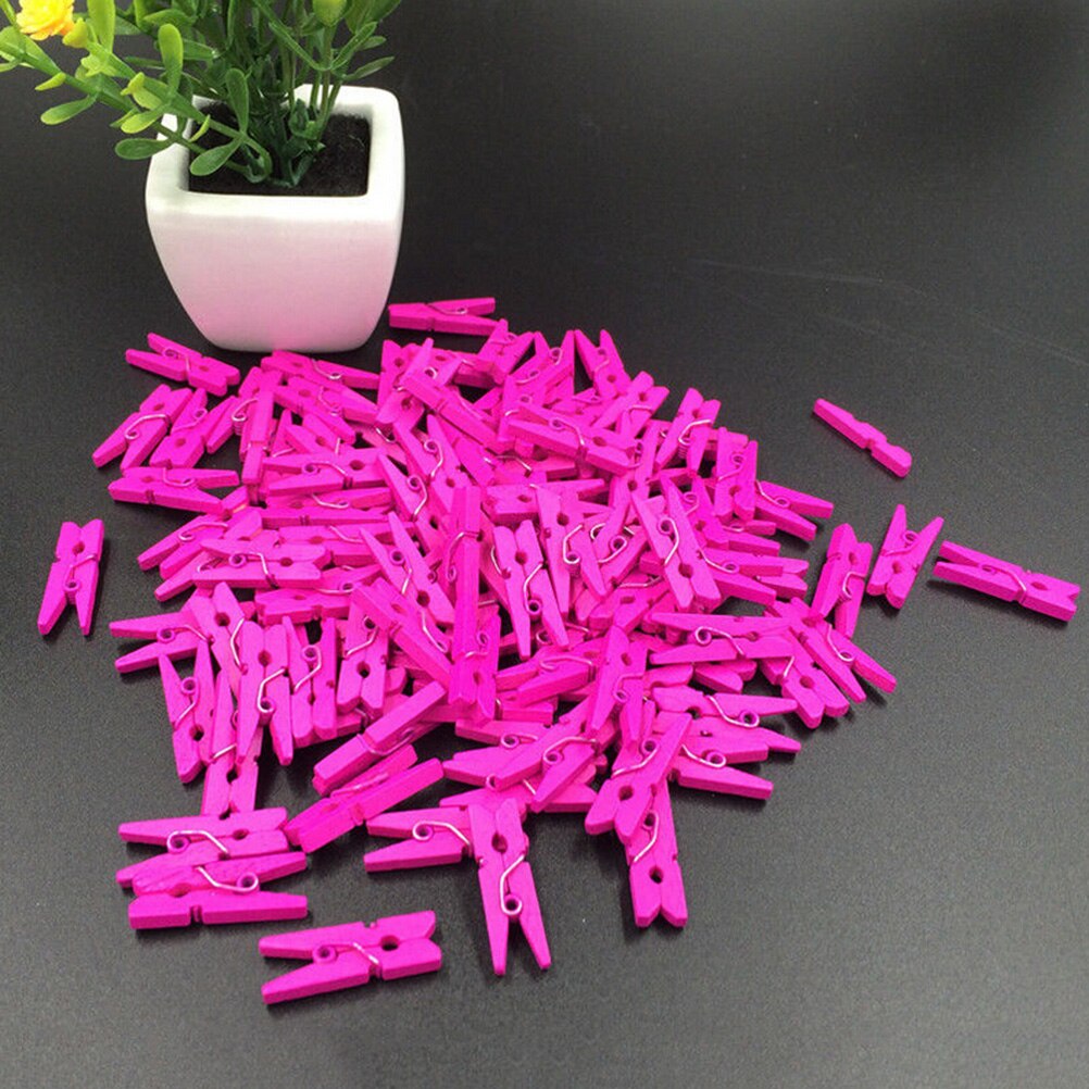 20 stuks/pak mini gekleurde houten clips voor fotoklemmen wasknijpers knutseldecoratieklemmen knijpers 25mm x 4mm: Roos