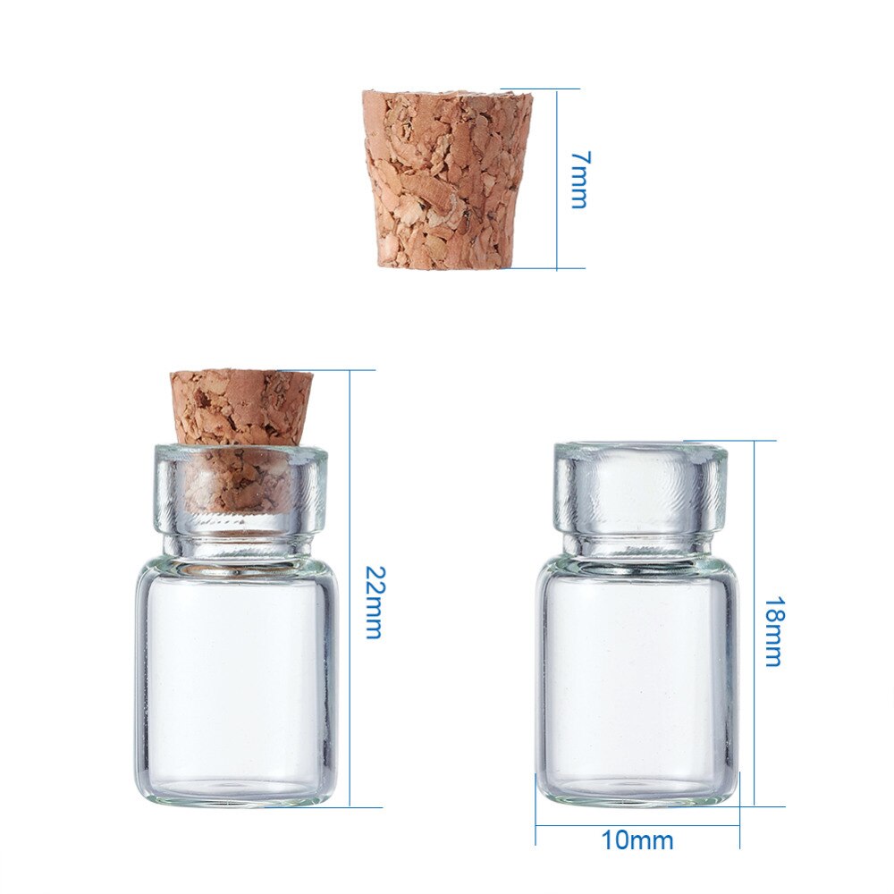 20 stuks 18x10mm Clear kleine glazen flessen met kurken stoppers mini Bead Containers Wishing Fles Bericht Flesjes potten Containers