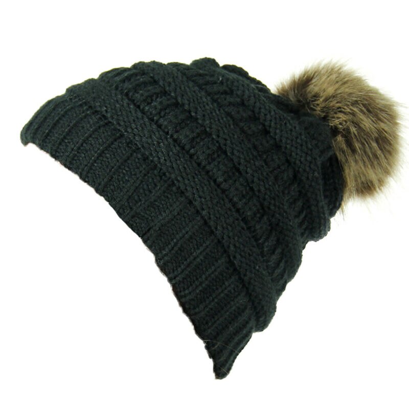 Casual mössor bubbelstickad unisex dam baggy beanie pom hatt dam vinter varm virkad stickad skidmössa hästsvans vanlig