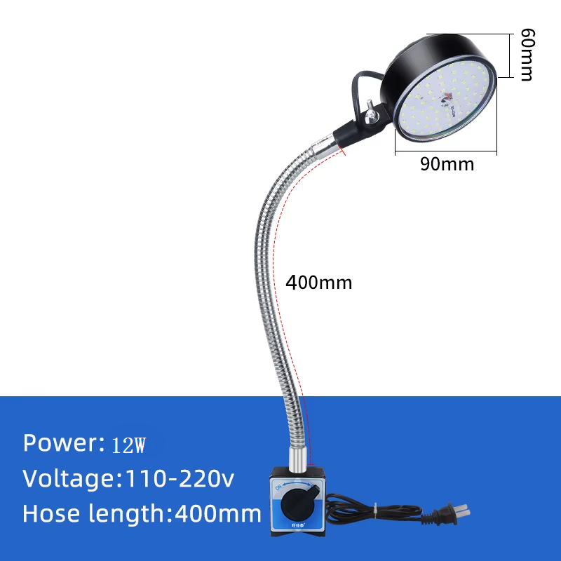 LED CNC atelier lampe de travail tour lumière industrielle 12/20W 110-220V Flexible col de cygne lampe à Base magnétique pour établi: Or