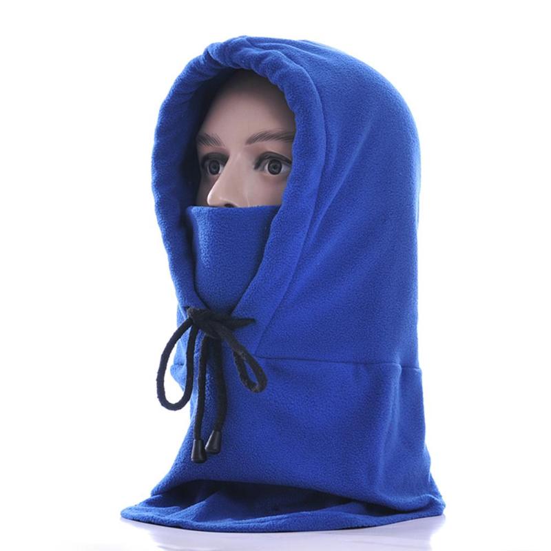 Thermal Fleece Balaclava Hat Hooded Neck Warmer Winter Sports Snowboard Face Mask For Men Bike Helmet Masked Cap: Blue
