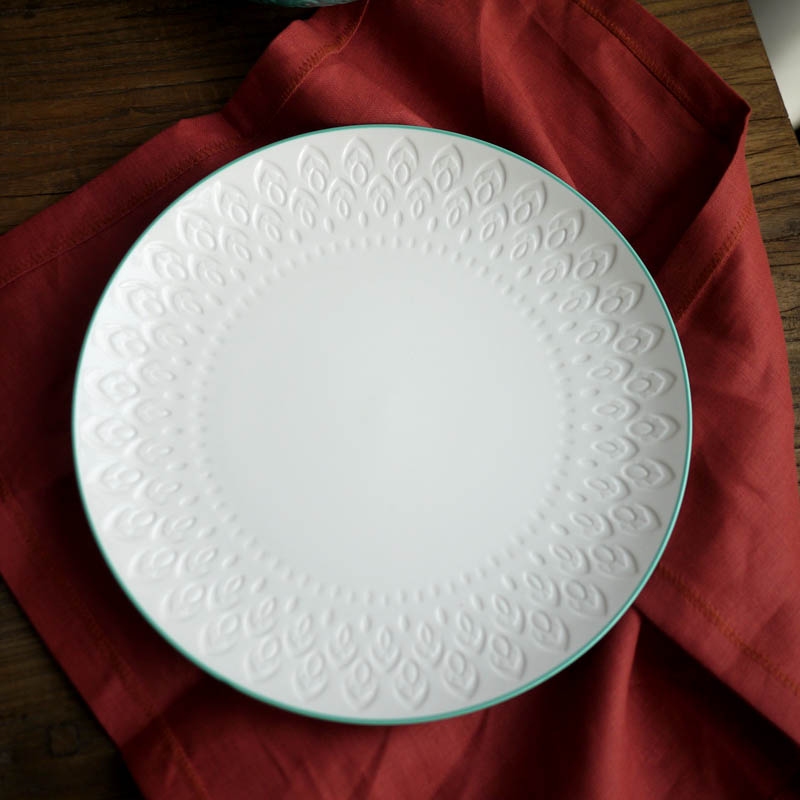 Ceramic Peacock Blue Peacock Textured Dinner Plate/Deep Plate Fish Plate/Home Plate