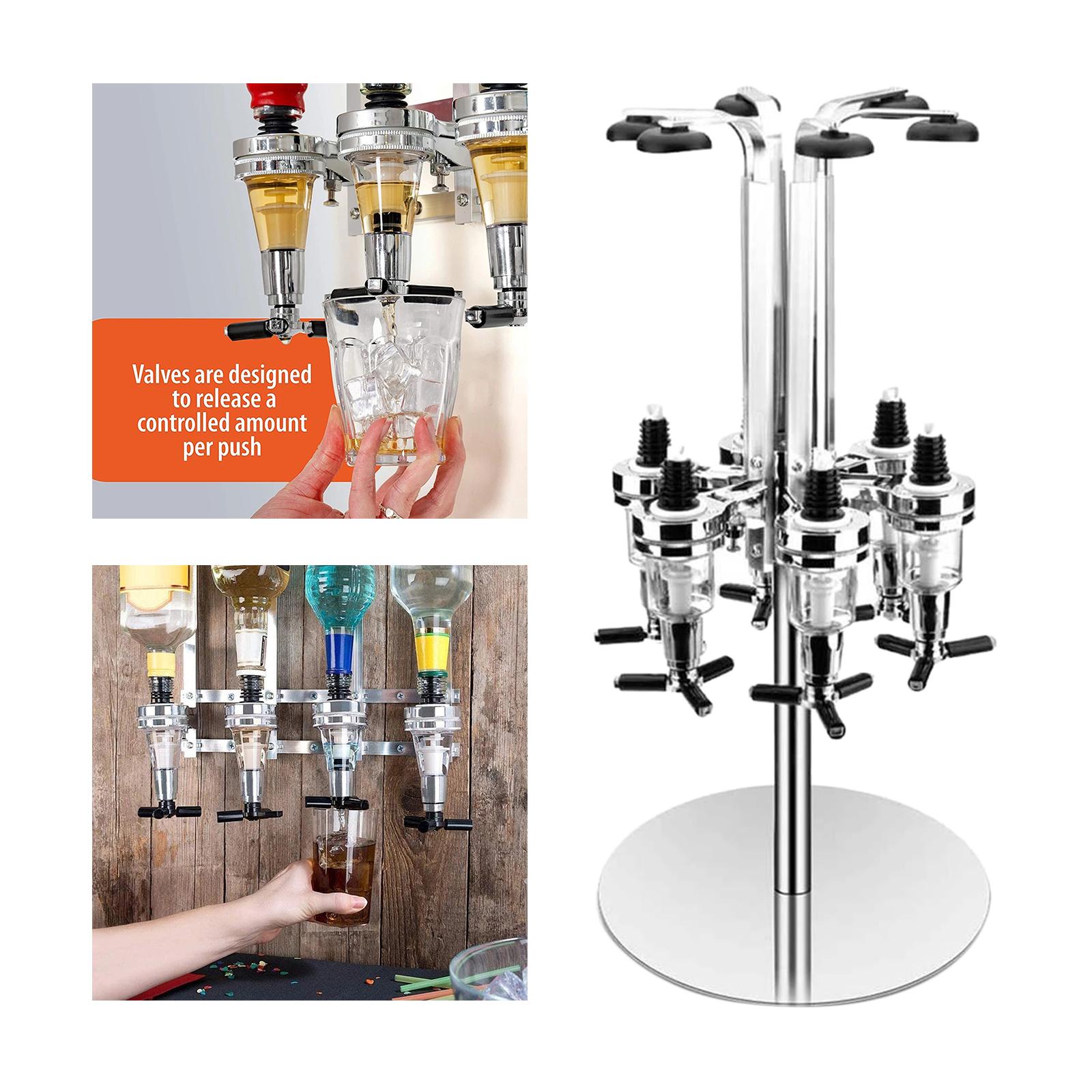 Rotating 6 Bottle Liquor Dispenser, Wine Rack Jet Bar Set Drinks Dispenser