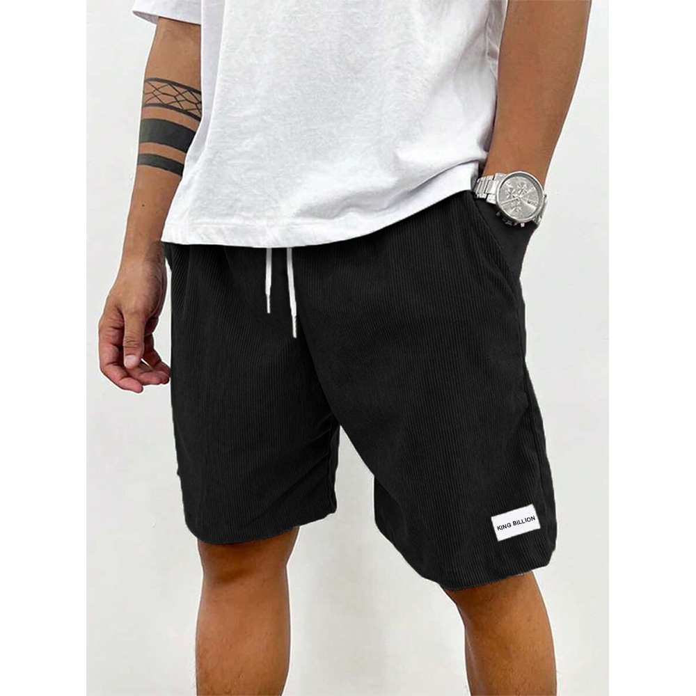 Pantalones de chándal de pana de verano para hombre, pantalones cortos informales, pantalones cortos de playa para hombre, pantalones cortos de baloncesto, ropa deportiva con etiqueta de Color sólido para hombre: M / Negro