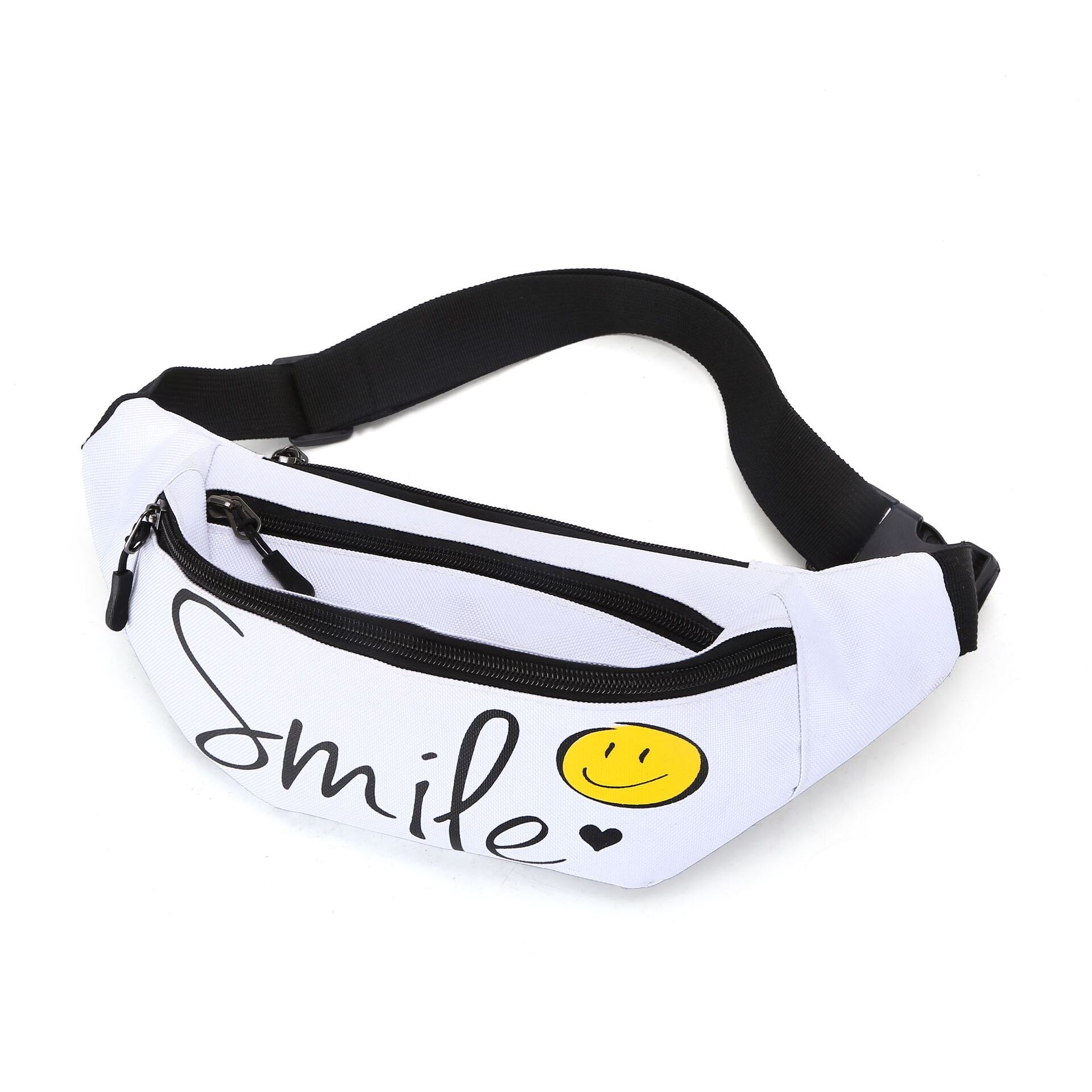 Japanischen Stil Brust Tasche männer Street Messenger Pack Beiläufige Sport Schulter Taschen Taille Gürtel Tasche Frauen Fanny Packs Bum hüfte Tasche: White smile face