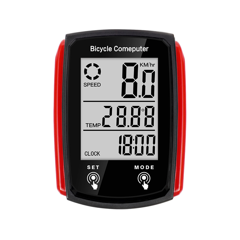 Bicycle Computer Bike Night Vision Stopwatch Wired Waterproof Speedometer Odometer Cycling Speed Counter Bicycle Accessories: Red