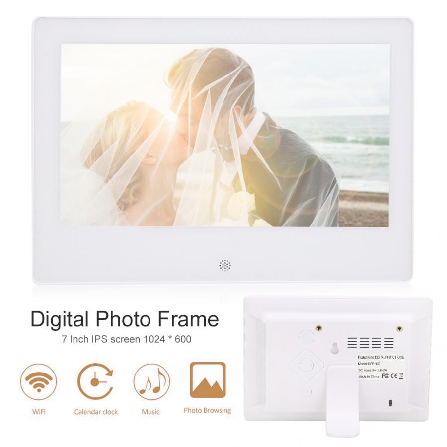 7in Digital Photo Frame 1024x600 IPS HD Electronic Album Body Sensor Calendar Music Video Player Birthday Wedding Festival