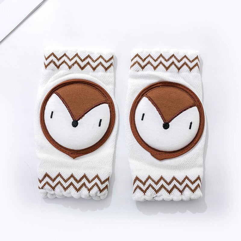0-3Years Baby Knee Pads Infant Non Slip Crawling Elbow Cartoon Animal Mesh Breathable Kneepads Protector Toddler Safety Cushion: Deep coffee fox