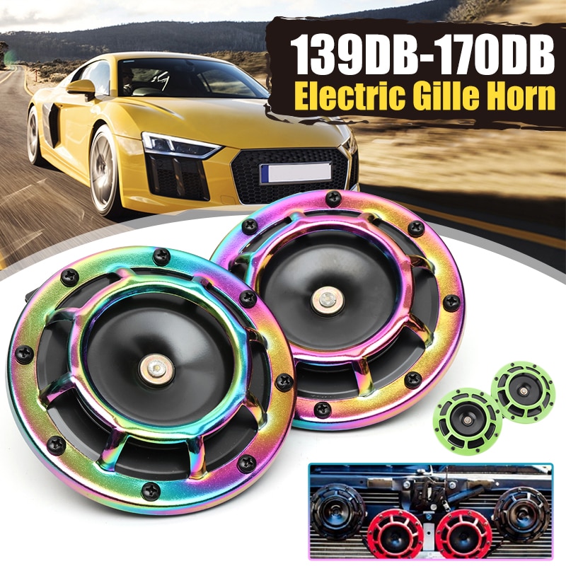 Universele 12v 139db grille montage dubbele supertoon elektrische auto claxon sirene dubbele toon elektrische pomp luide luchthoorn